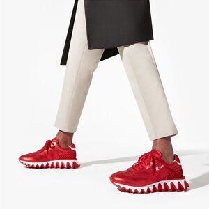 Men's Loubishark Flat Metallic Suede Red Sole Runner Sneakers 41 EU size 8 US